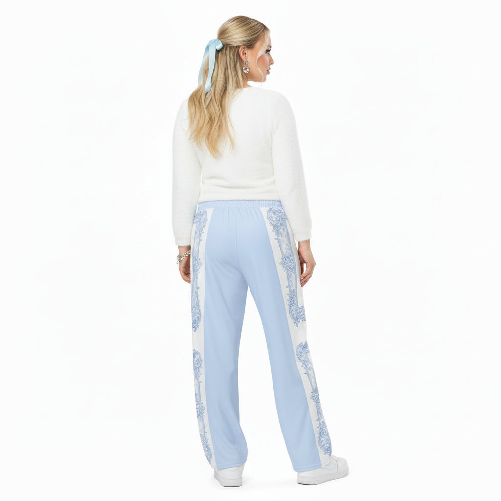 Unisex Blue Baroque Wide-Leg pants