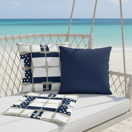 White Diamond Grid Reversible Cushion Cover