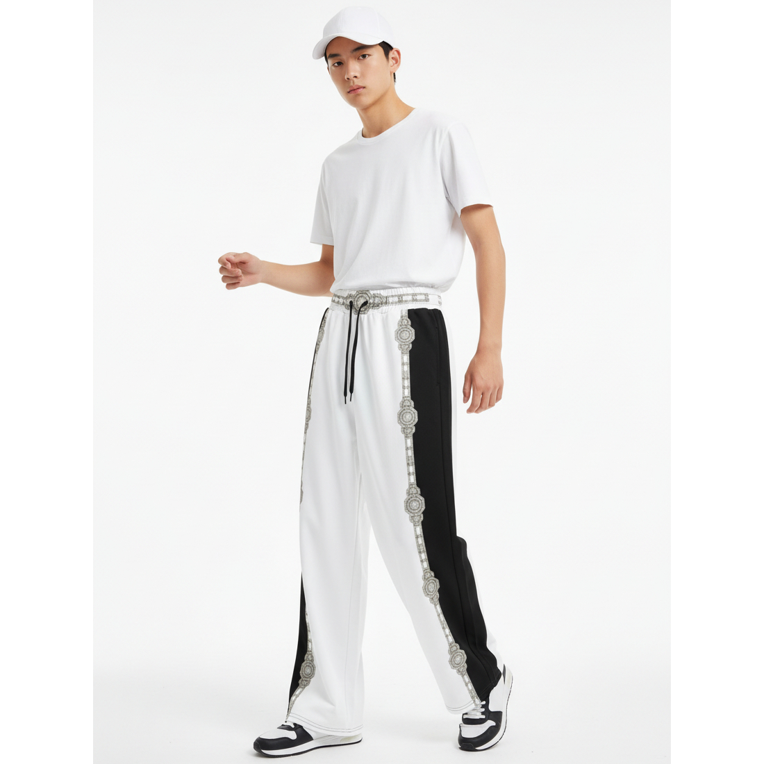 Unisex Monochrome Wide-leg joggers - White