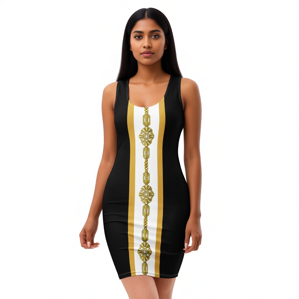 Gold Jewel Panel UPF50+ Bodycon Dress