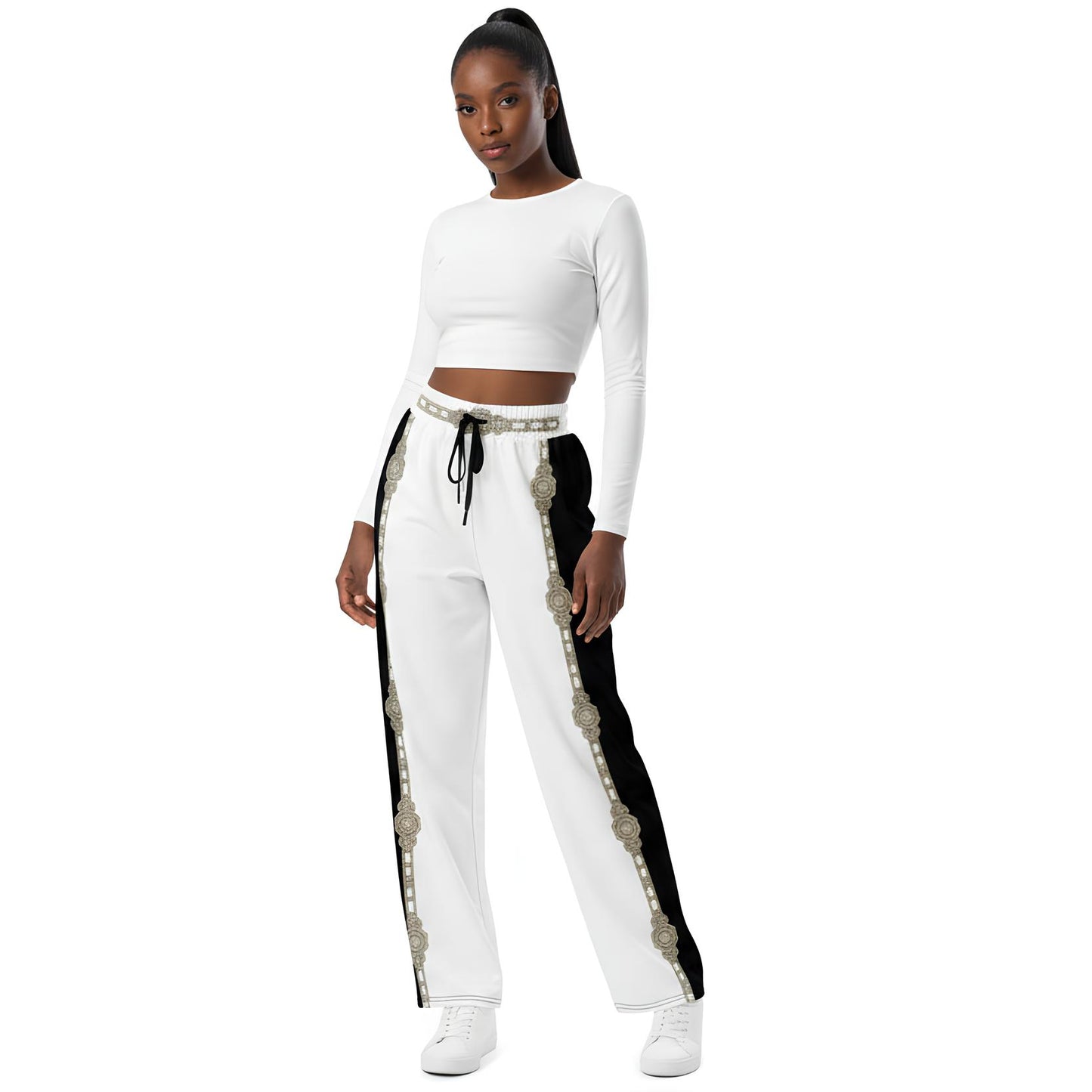 Unisex Monochrome Wide-leg joggers - White