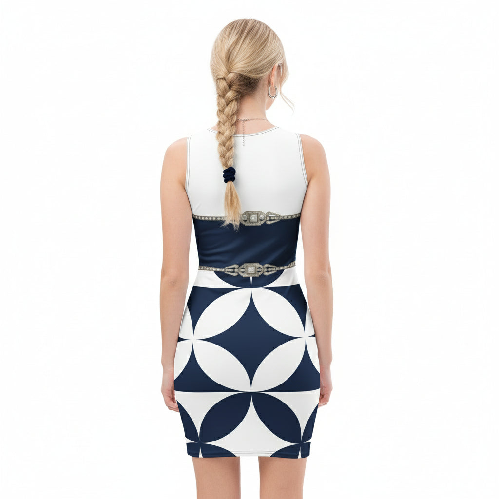 Geometric Rhinestone UPF50+ Bodycon Dress