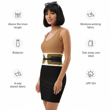 Pharaoh UPF 50+ Bodycon Dress-Nude
