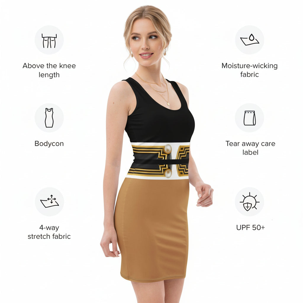 Pharaoh UPF 50+ Bodycon Dress-Black