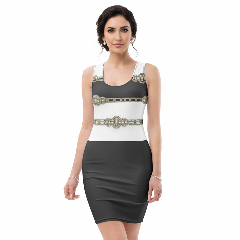 Silver Rhinestone UPF50+ Bodycon Dress