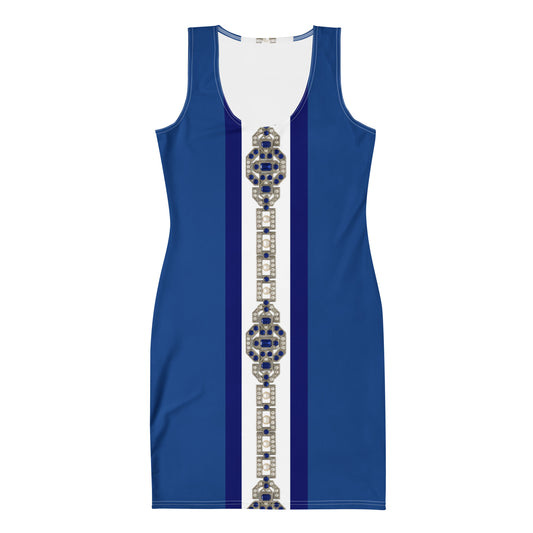 Sapphire Jewel Panel UPF50+ Bodycon Dress Blue