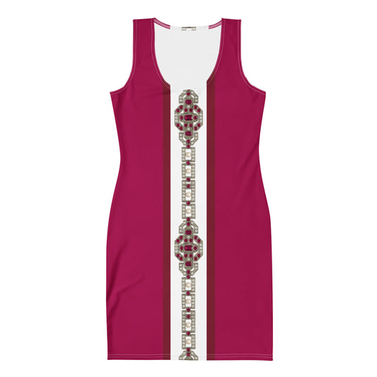 Ruby Jewel Panel UPF50+ Bodycon Dress Rasberry