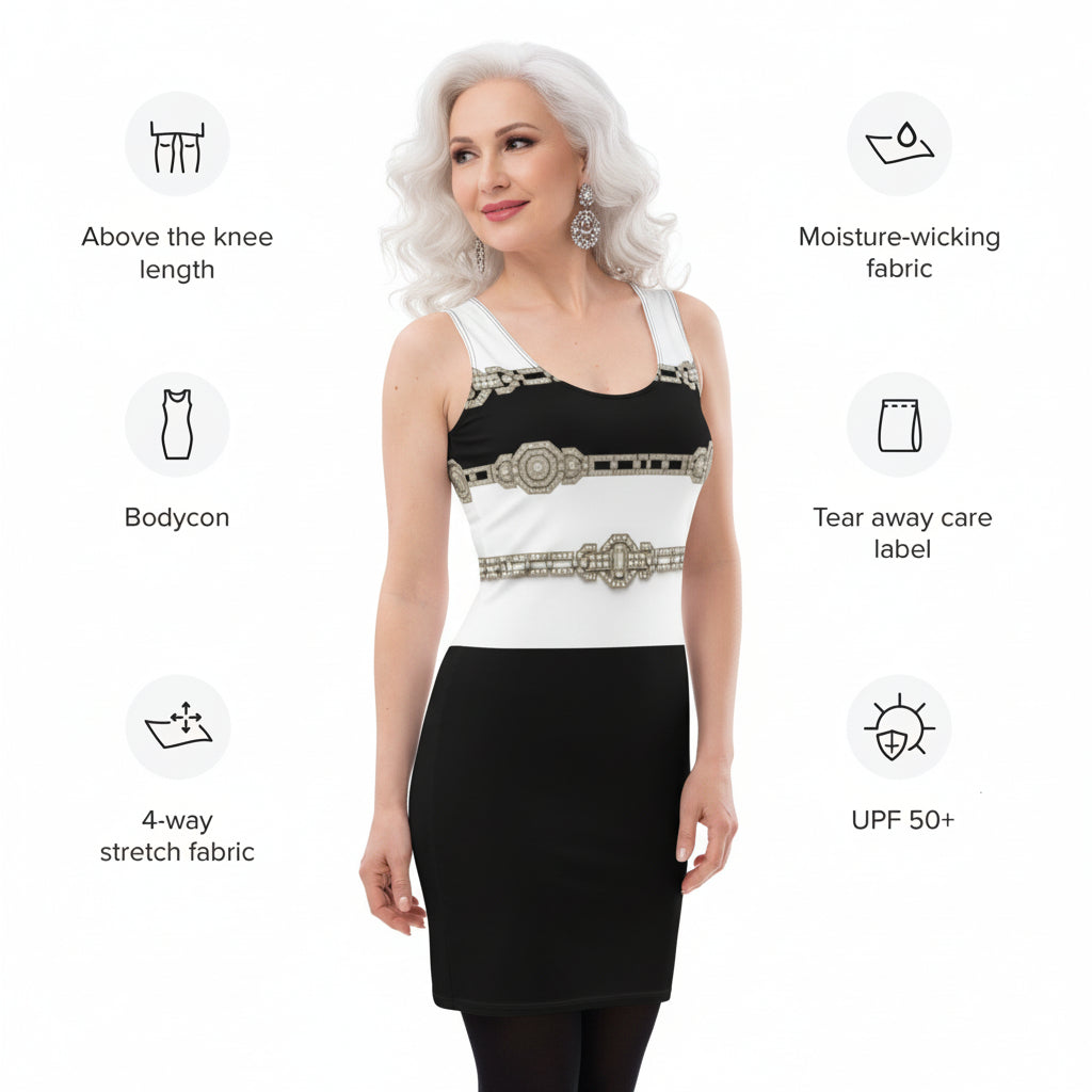 Silver Rhinestone UPF50+ Bodycon Dress