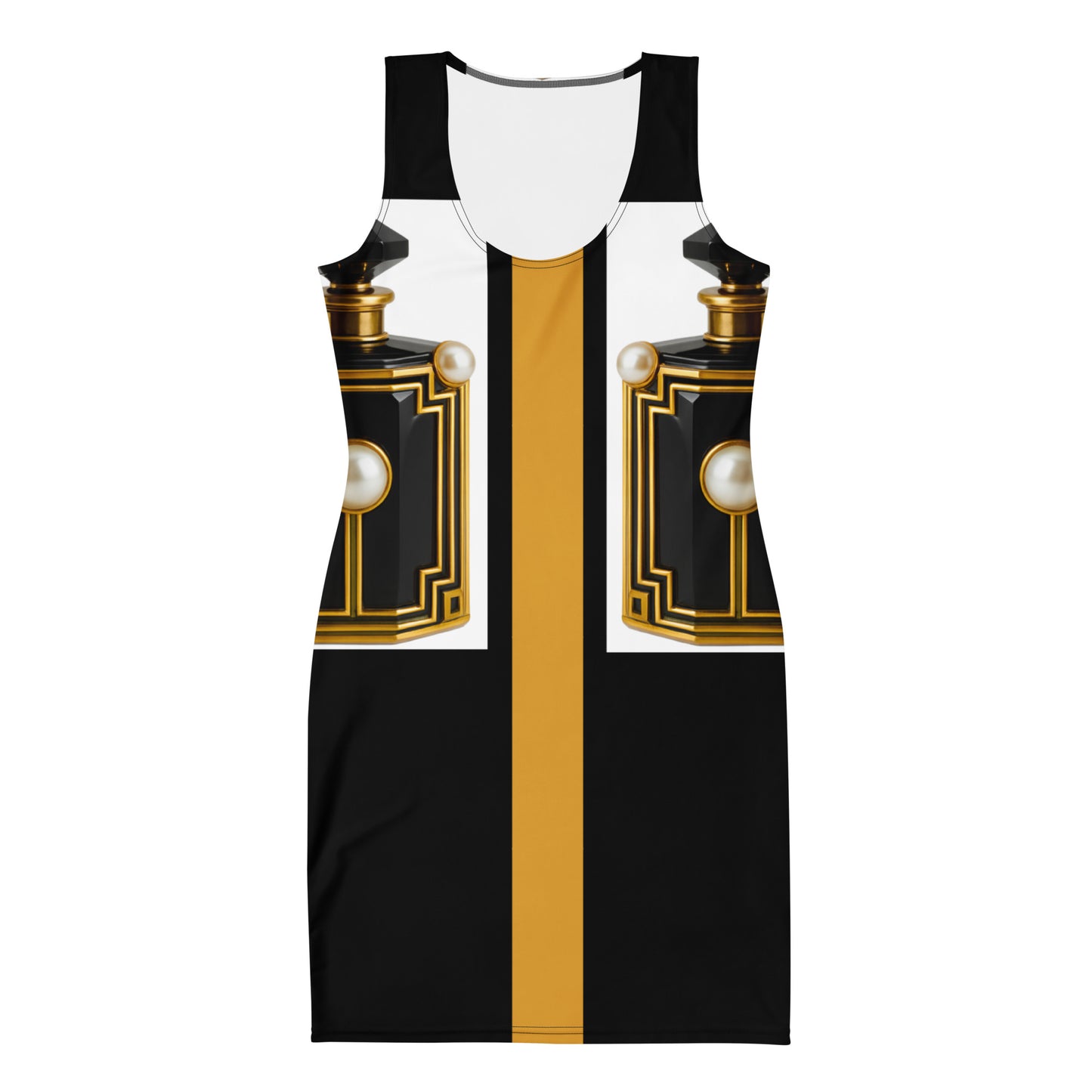 Pearl Perfume Bottle UPF 50+ Bodycon Dress Black