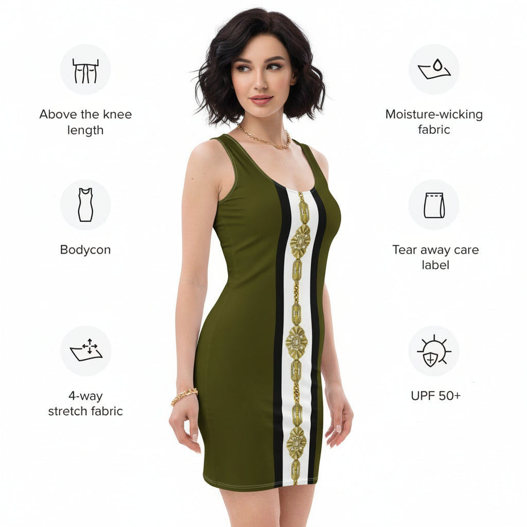 Gold Jewel Panel UPF50+ Bodycon Dress
