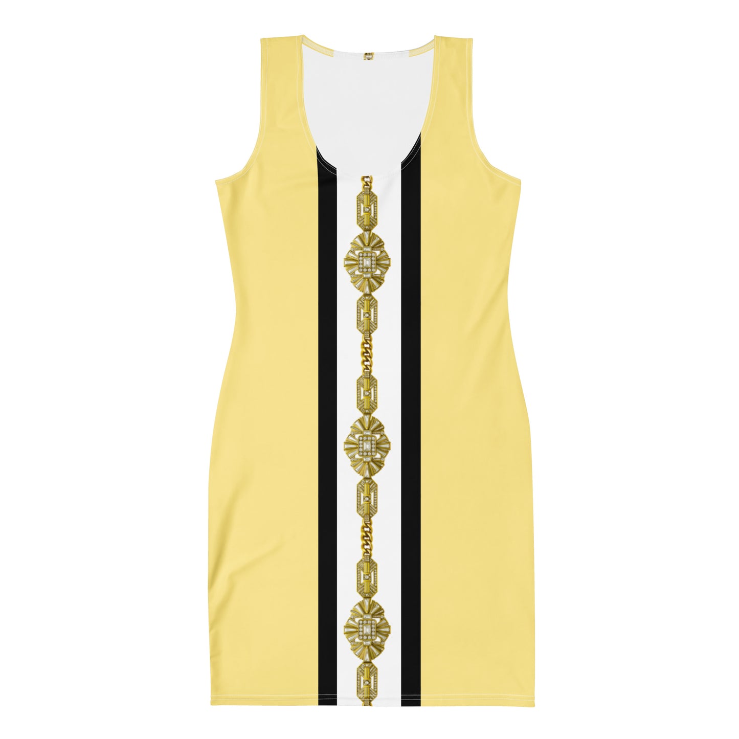 Gold Jewel Panel UPF50+ Bodycon Dress Yellow