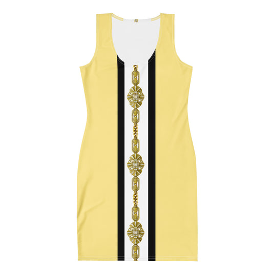 Gold Jewel Panel UPF50+ Bodycon Dress Yellow