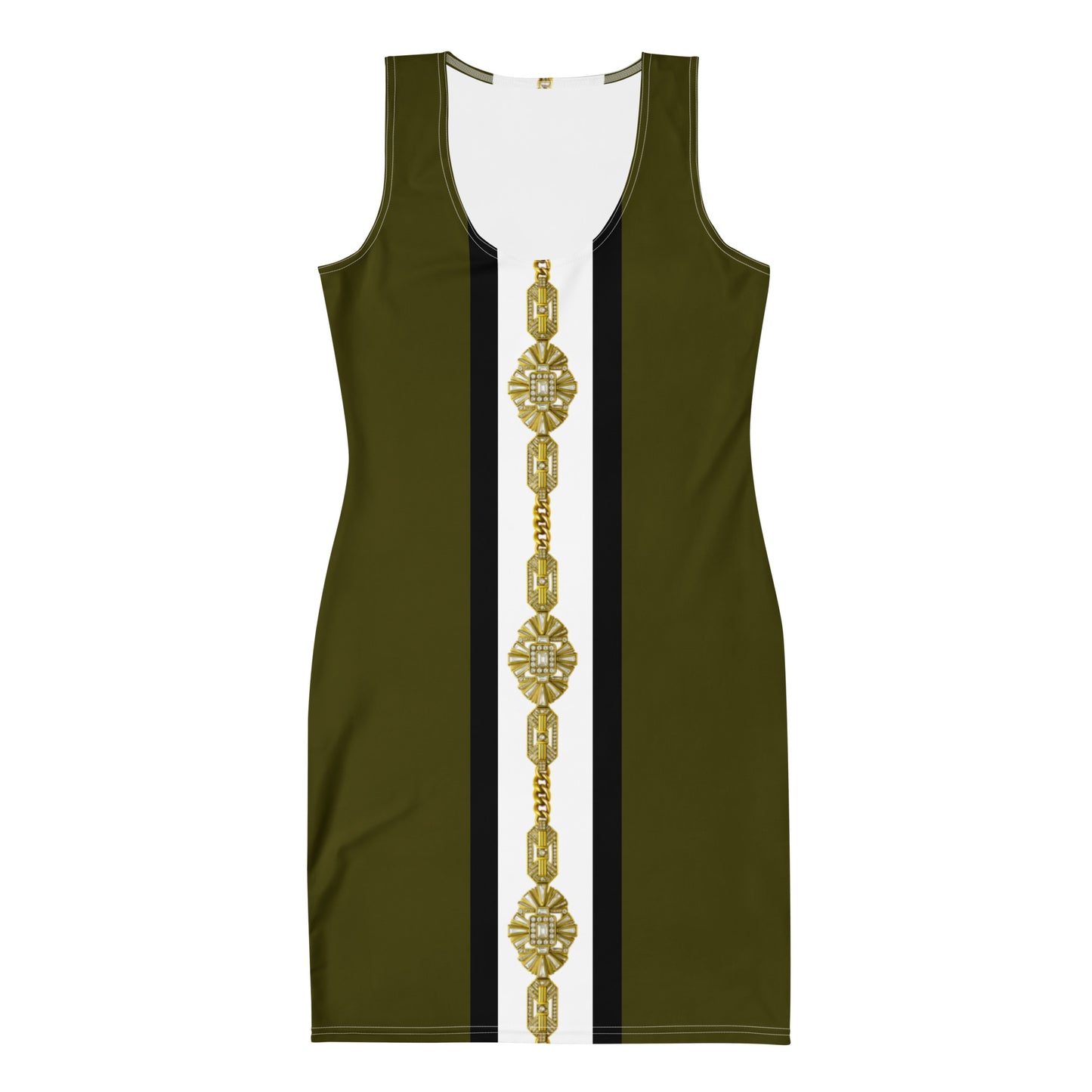 Gold Jewel Panel UPF50+ Bodycon Dress Vine