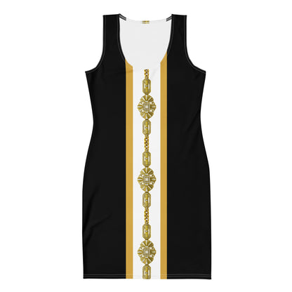 Gold Jewel Panel UPF50+ Bodycon Dress Black