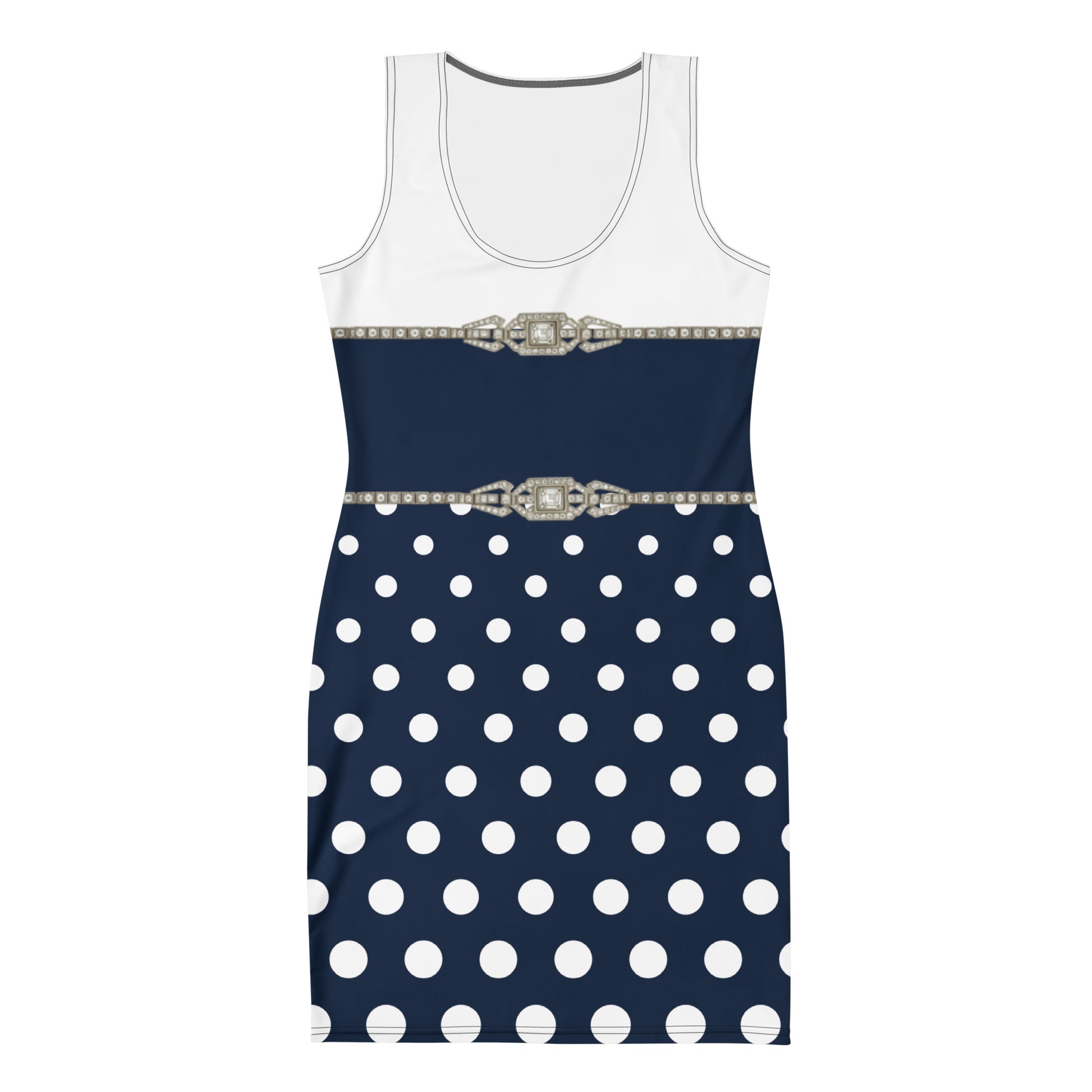 Geometric Rhinestone UPF50+ Bodycon Dress Polkadot