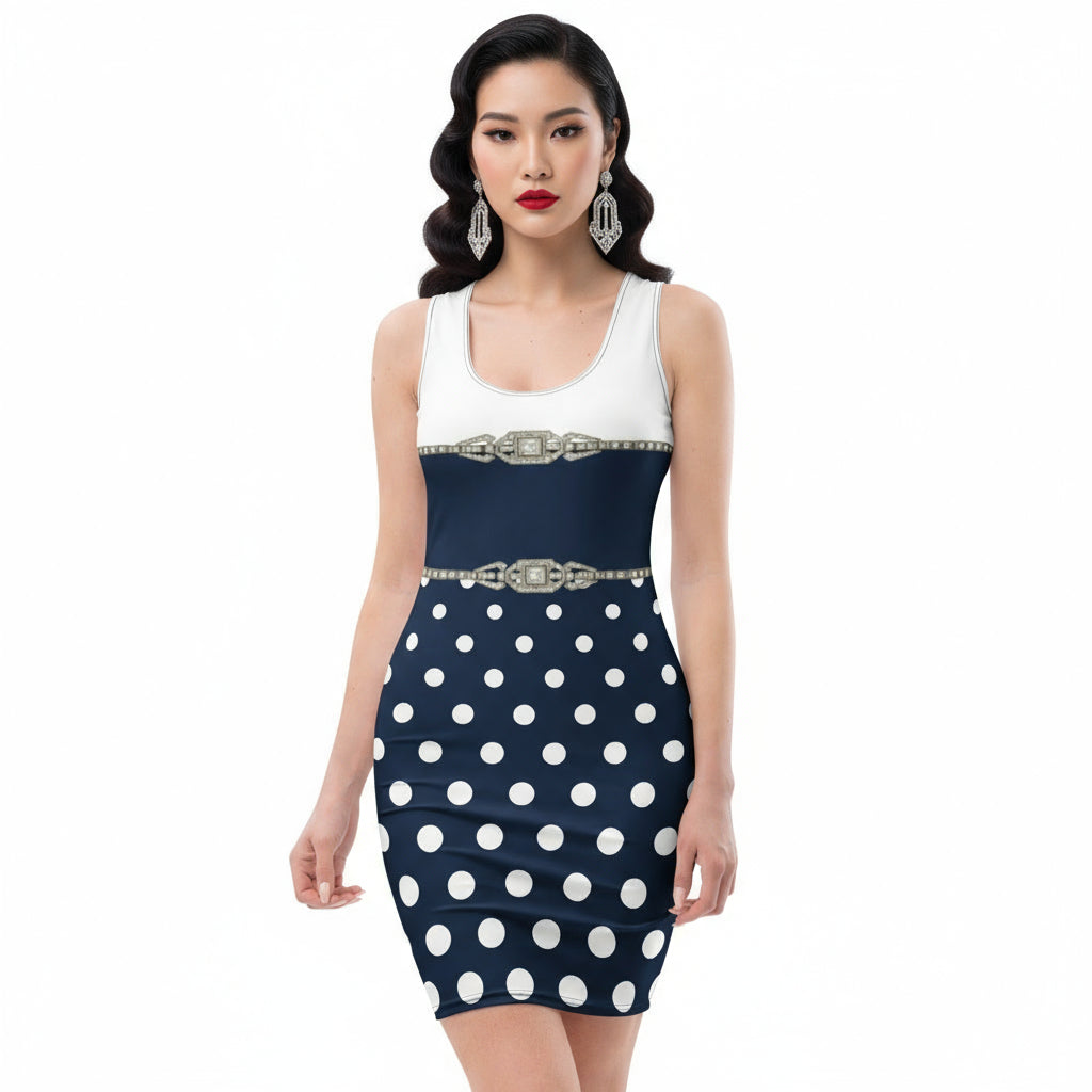 Geometric Rhinestone UPF50+ Bodycon Dress