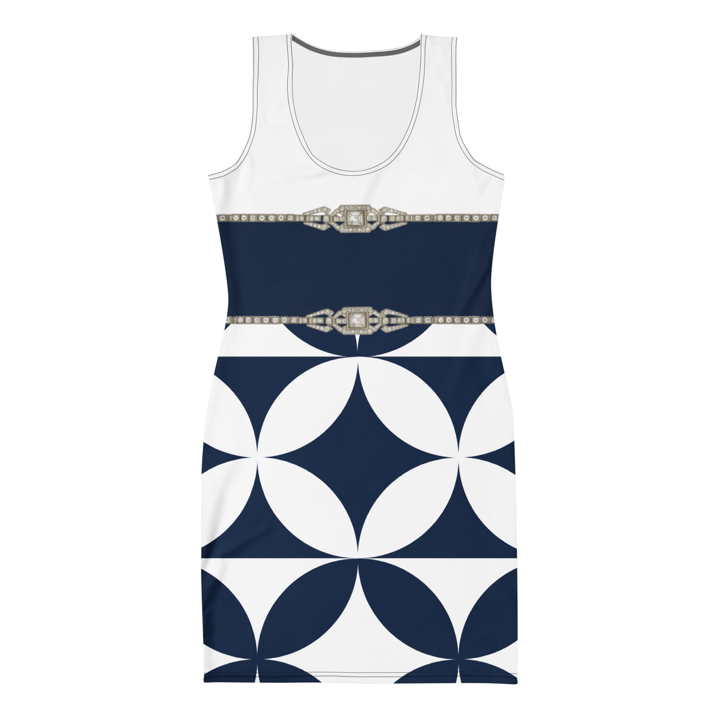 Geometric Rhinestone UPF50+ Bodycon Dress Midcentury