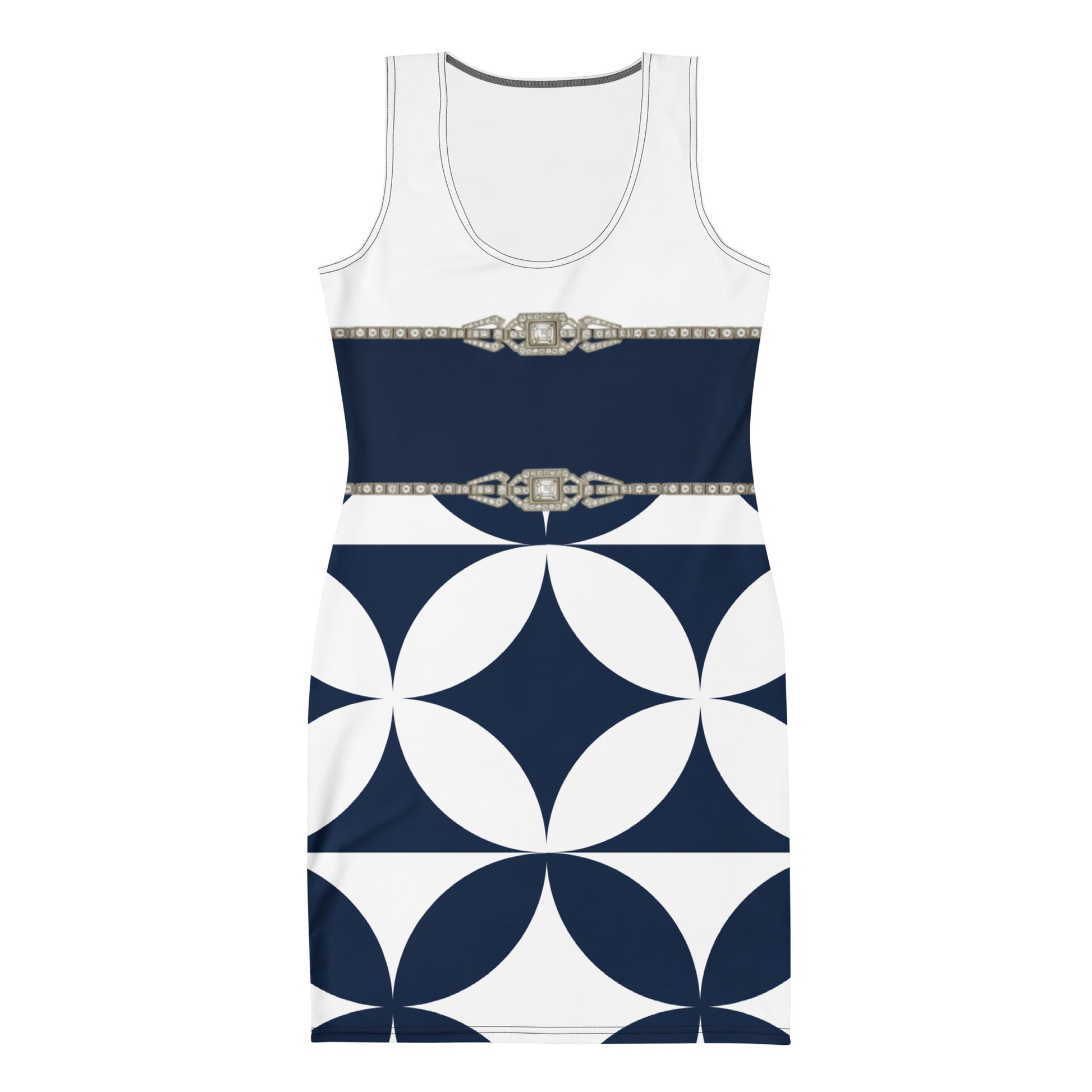 Geometric Rhinestone UPF50+ Bodycon Dress Midcentury
