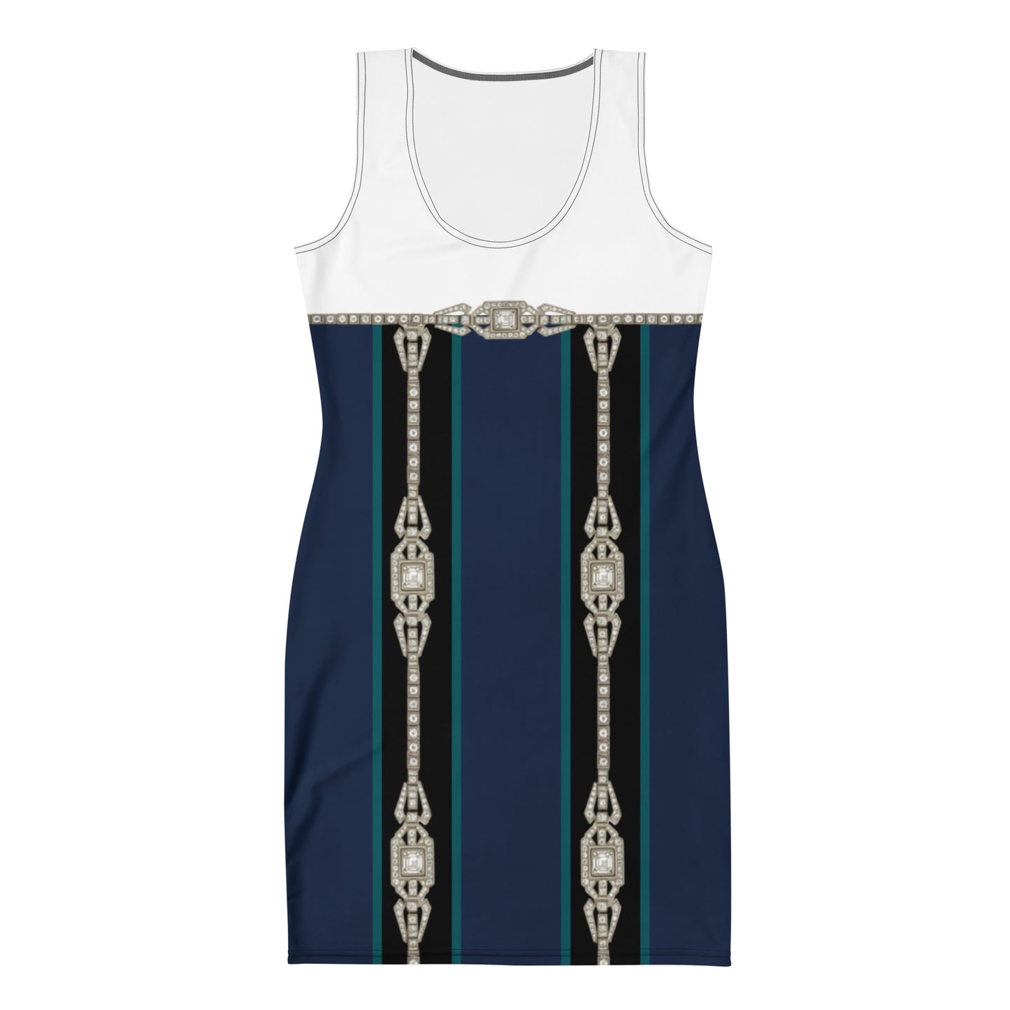 Striped UPF50+ Bodycon dress White