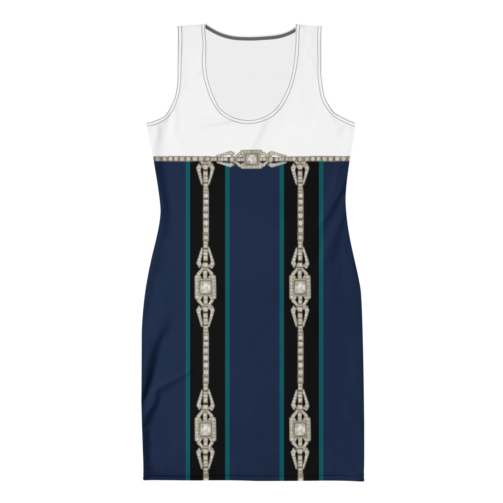 Striped UPF50+ Bodycon dress White
