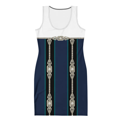 Striped UPF50+ Bodycon dress White
