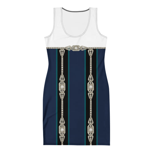 Striped UPF50+ Bodycon dress White