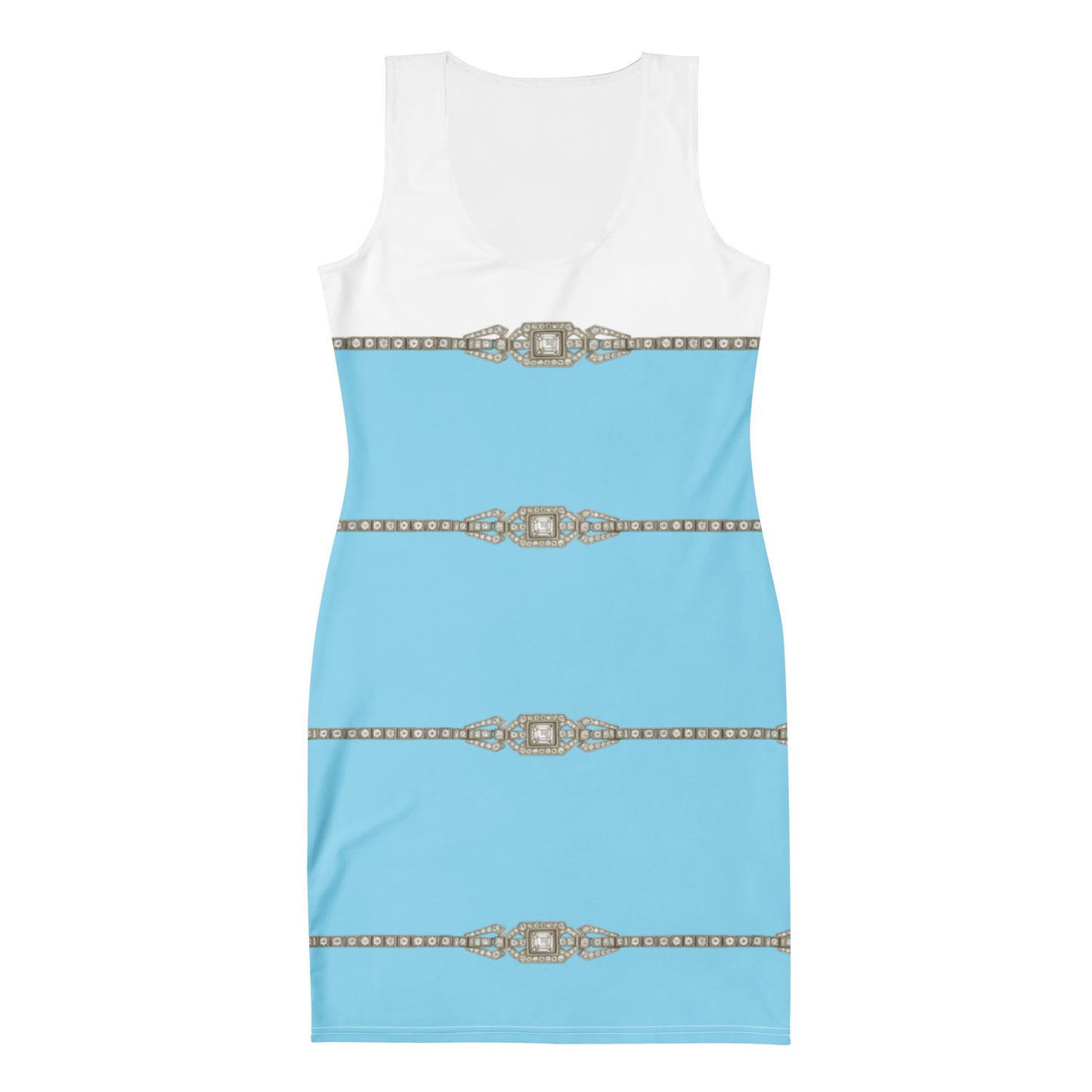 Duotone Rhinestone UPF 50+ Bodycon Dress Sky Blue