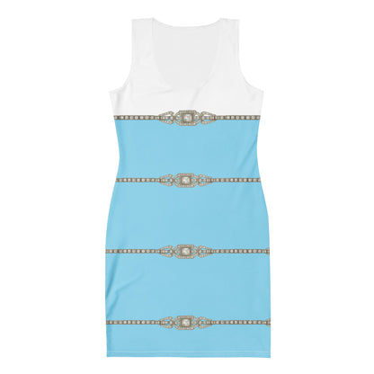 Duotone Rhinestone UPF 50+ Bodycon Dress Sky Blue
