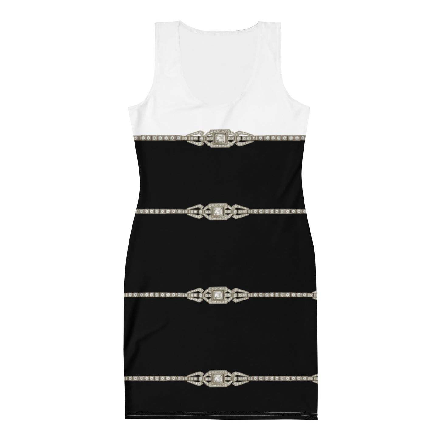 Duotone Rhinestone UPF 50+ Bodycon Dress Black