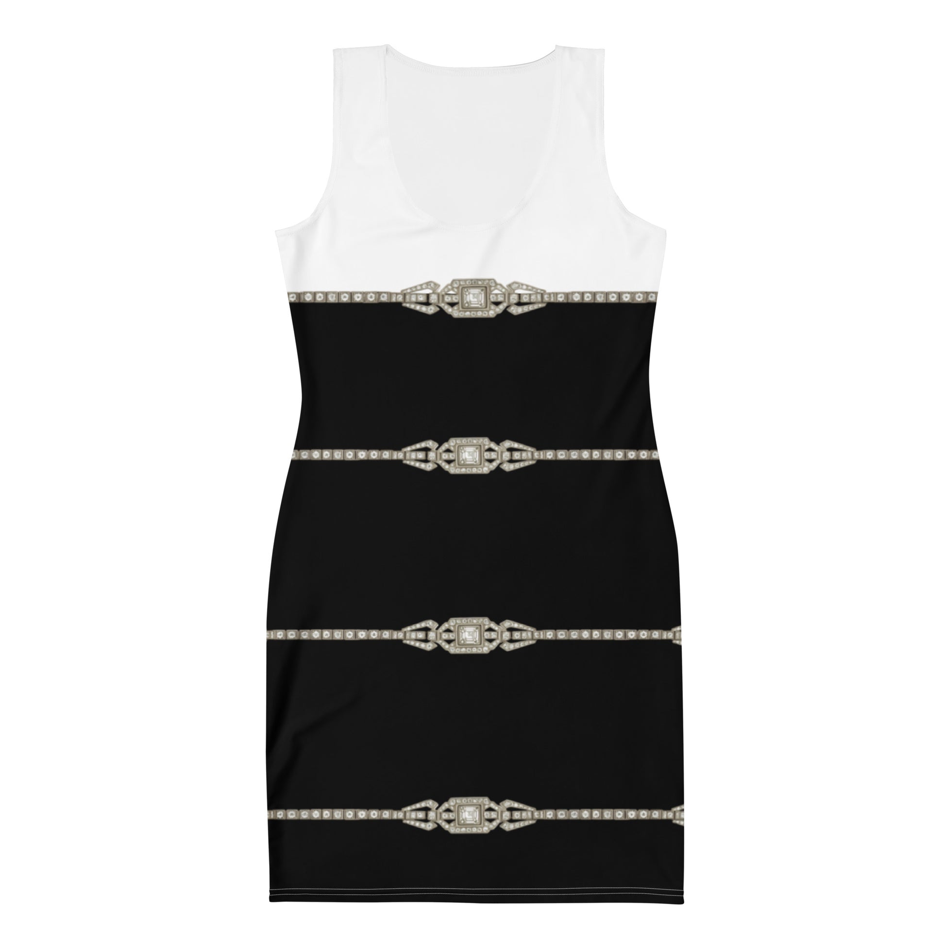 Duotone Rhinestone UPF 50+ Bodycon Dress Black