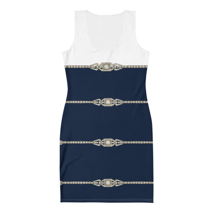 Duotone Rhinestone UPF 50+ Bodycon Dress Navy