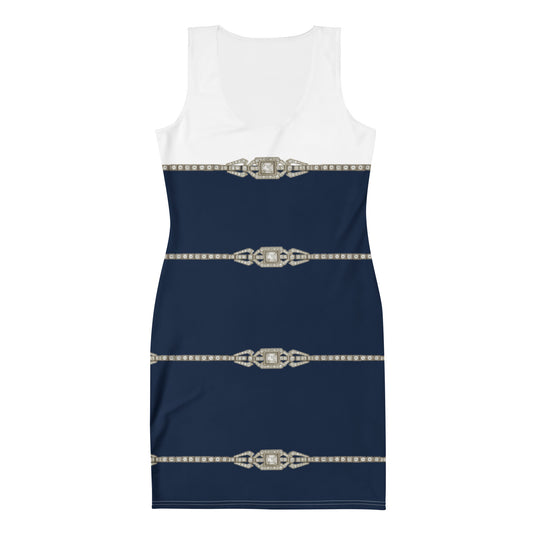 Duotone Rhinestone UPF 50+ Bodycon Dress Navy