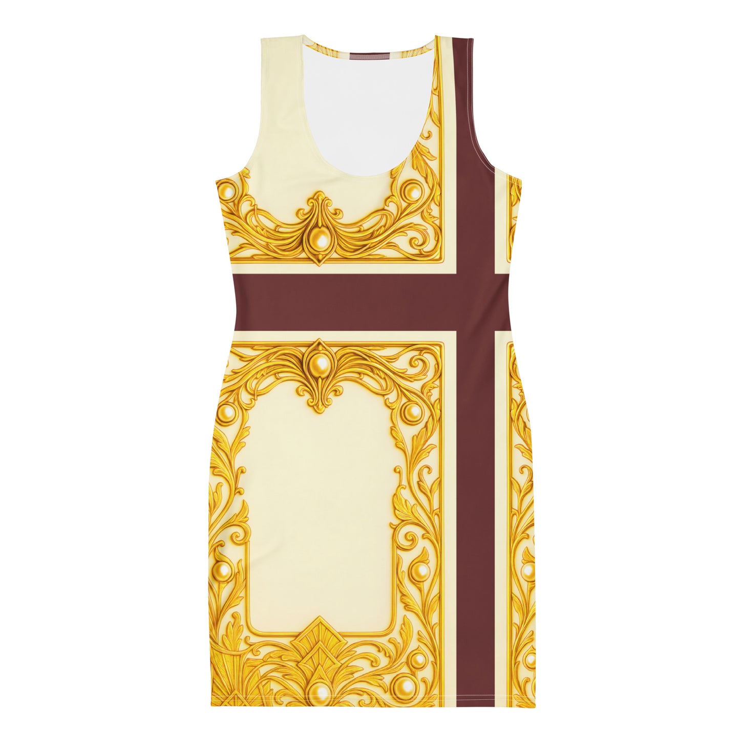 Baroque Panel UPF 50+ Bodycon Dress Auburn