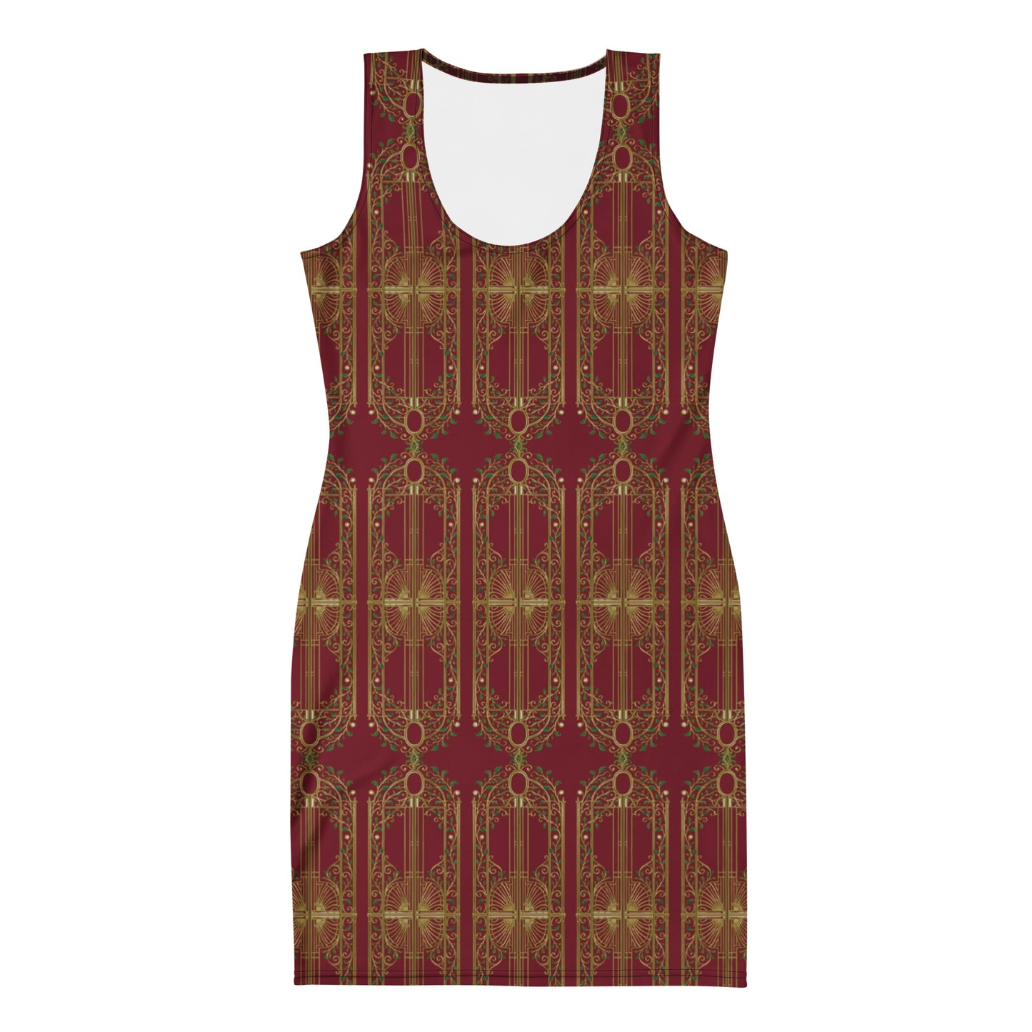 Floral Garden UPF 50+ Bodycon Dress Burgundy