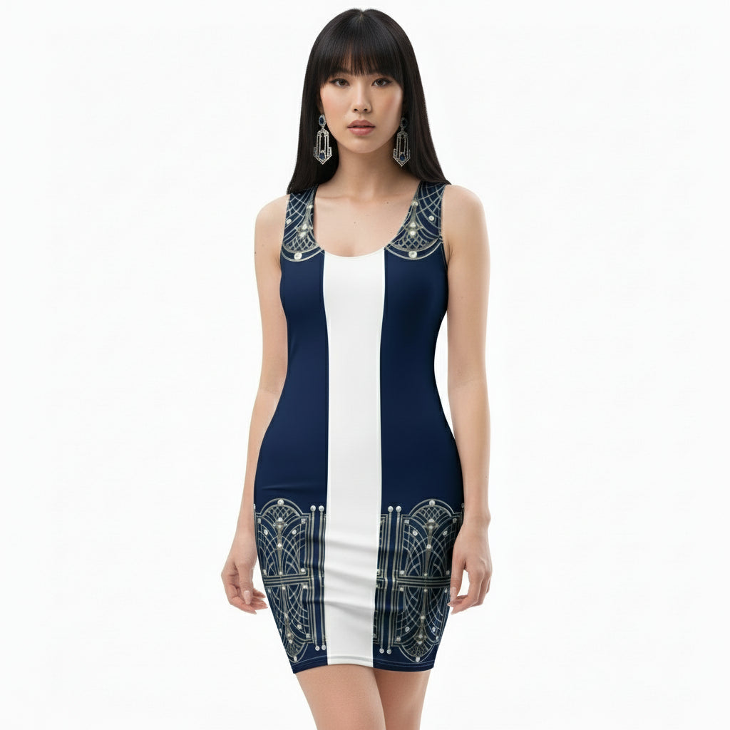 1920 Beaded Collar UPF 50+ Bodycon Dress
