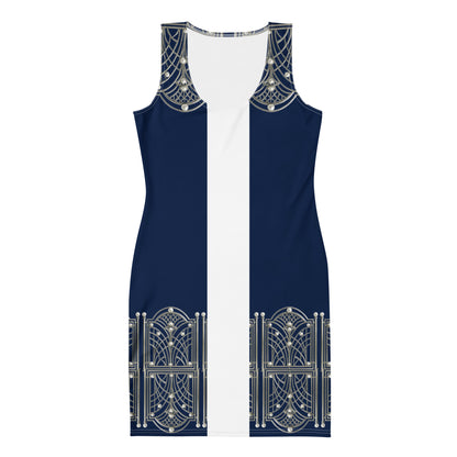 1920 Beaded Collar UPF 50+ Bodycon Dress Navy
