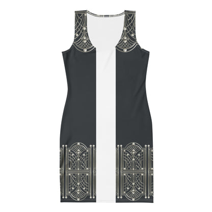 1920 Beaded Collar UPF 50+ Bodycon Dress Gray