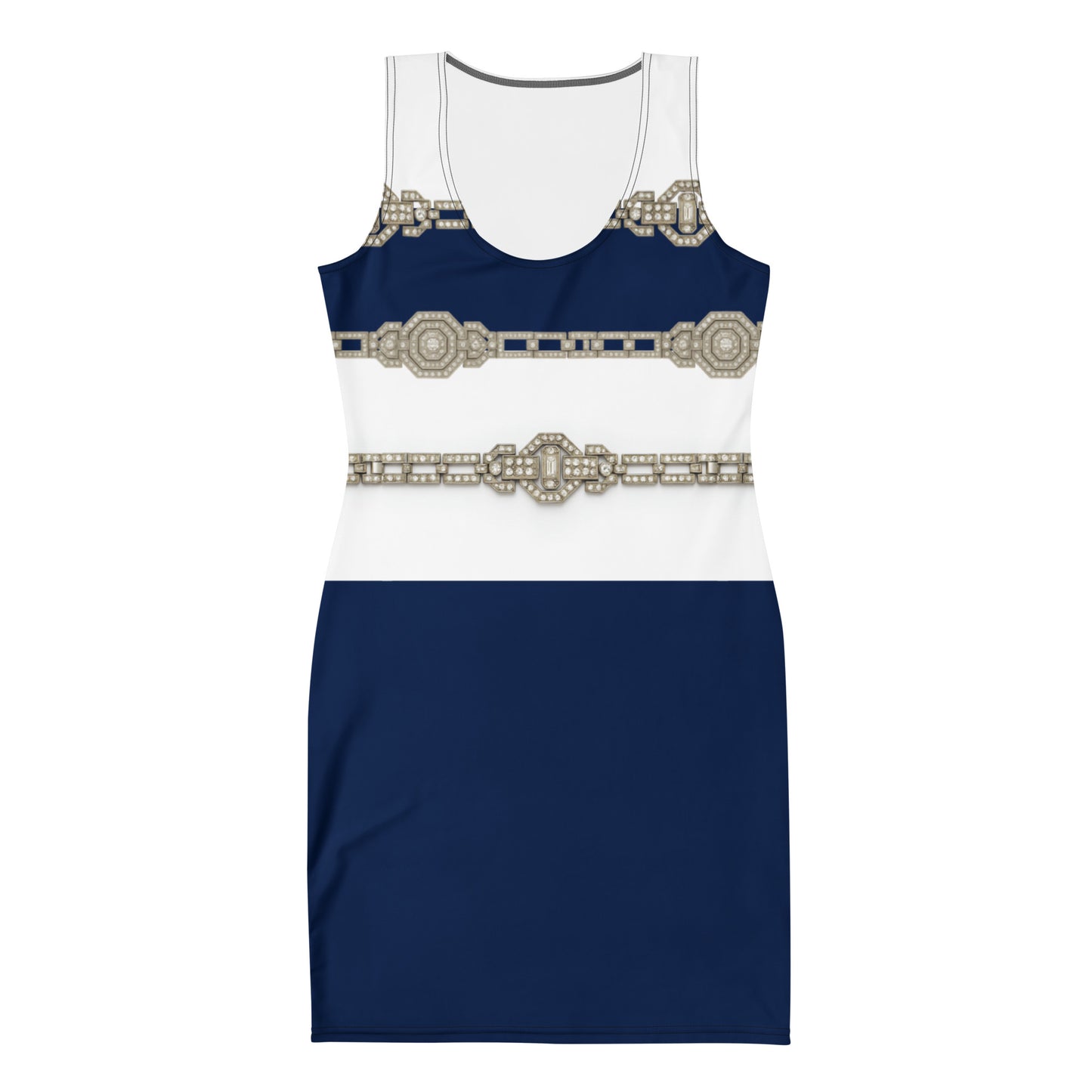 Silver Rhinestone UPF50+ Bodycon Dress Navy