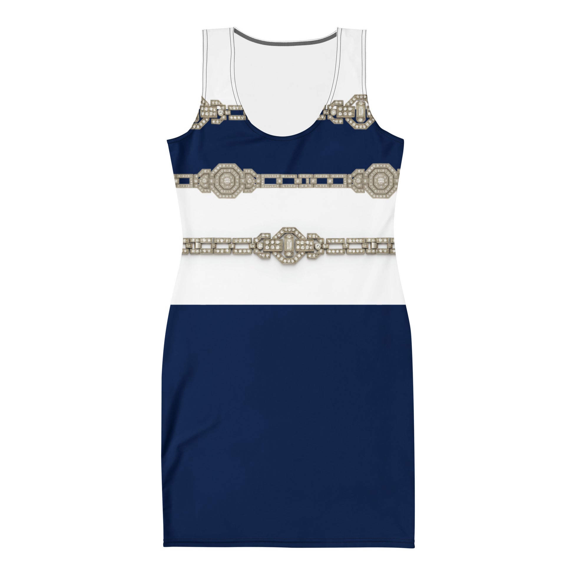 Silver Rhinestone UPF50+ Bodycon Dress Navy