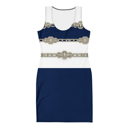 Silver Rhinestone UPF50+ Bodycon Dress Navy