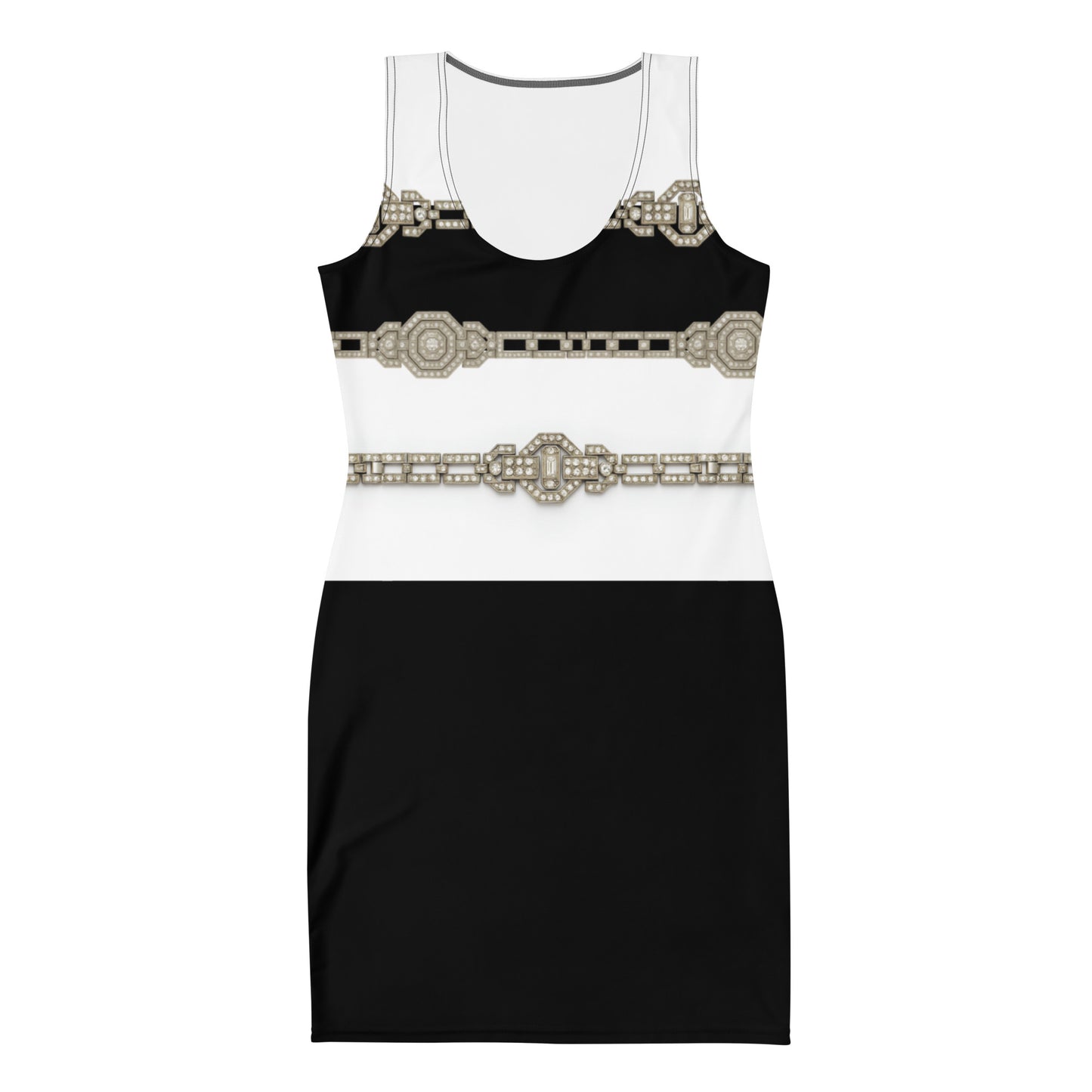 Silver Rhinestone UPF50+ Bodycon Dress Black