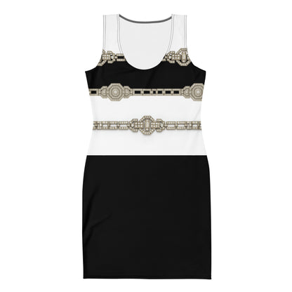 Silver Rhinestone UPF50+ Bodycon Dress Black