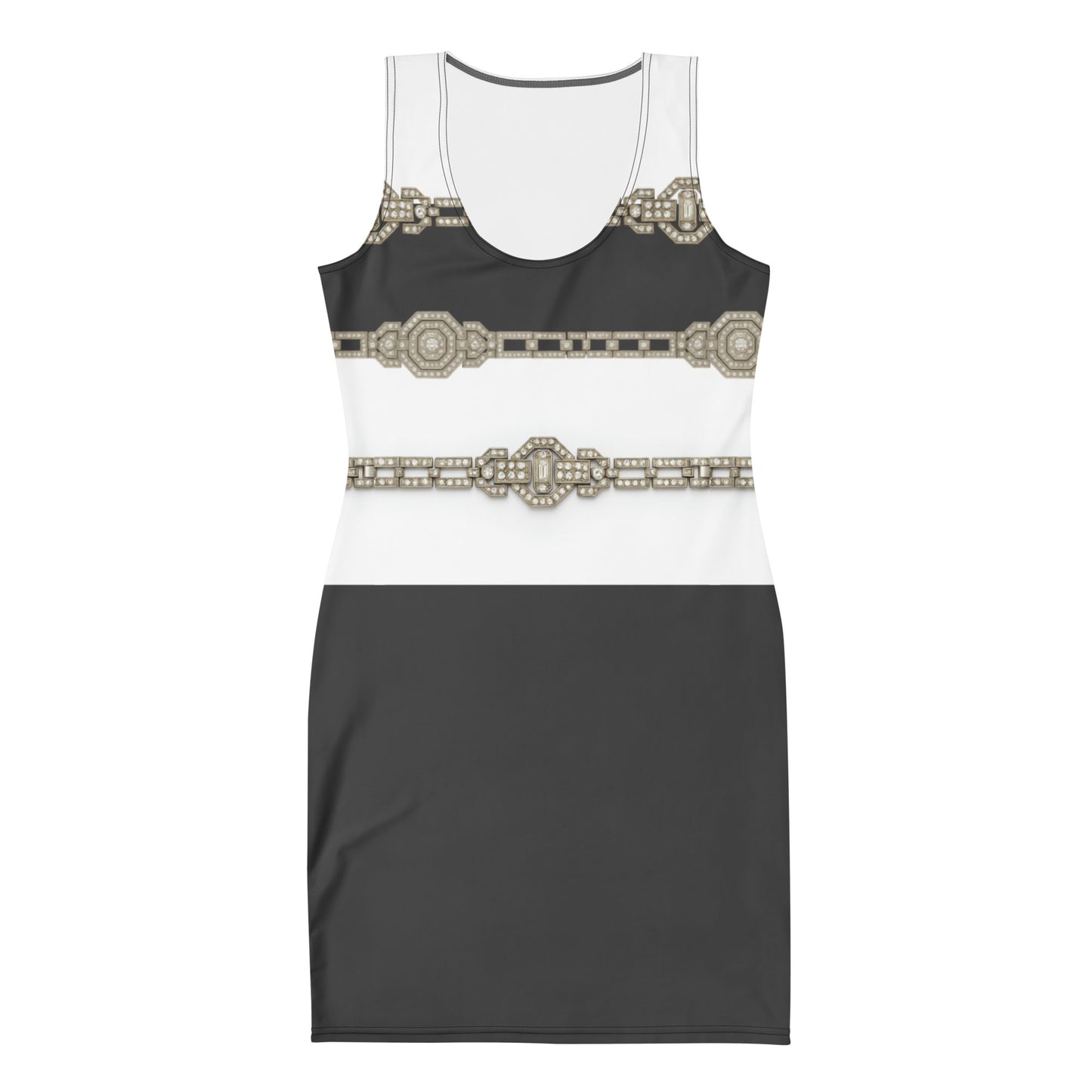 Silver Rhinestone UPF50+ Bodycon Dress Gray