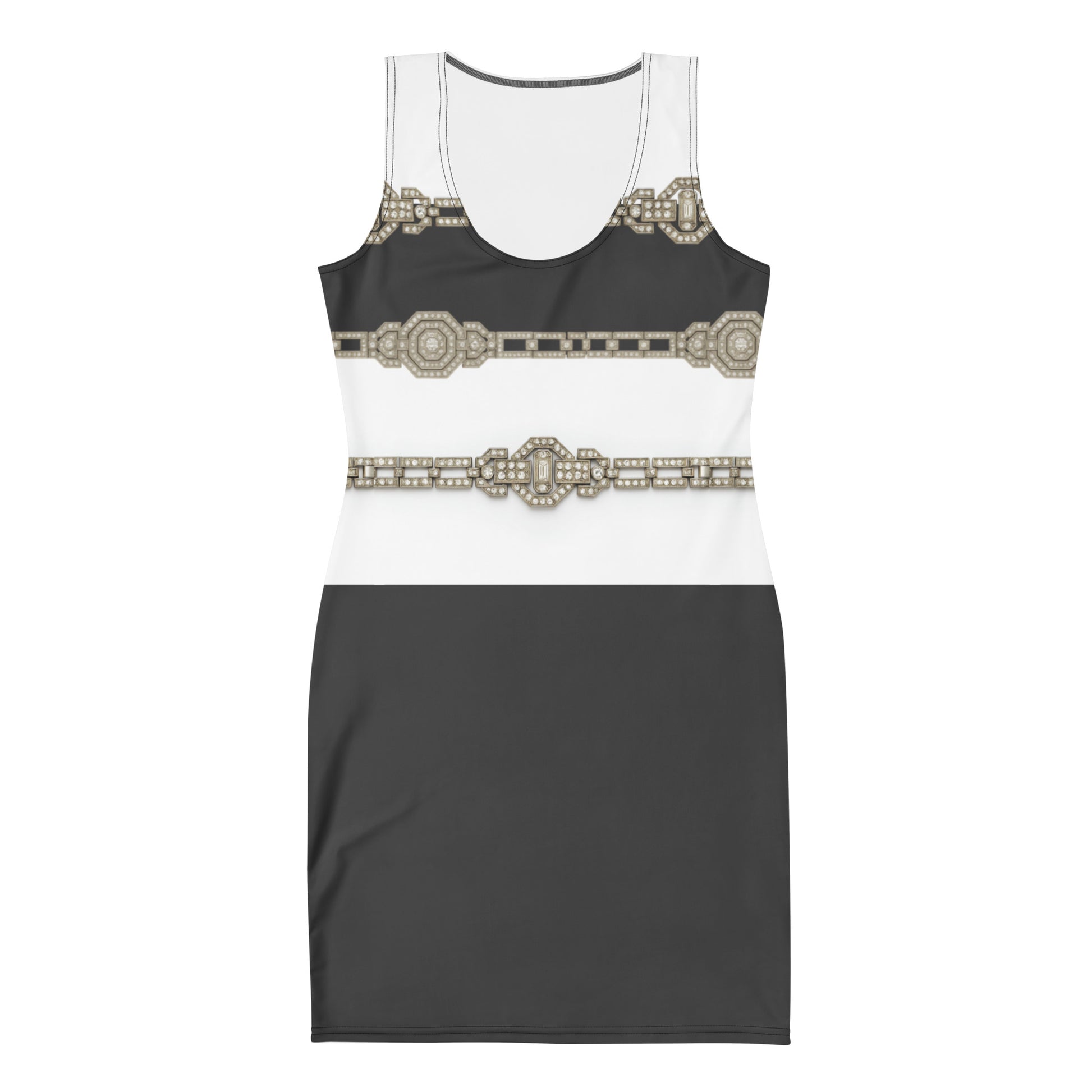 Silver Rhinestone UPF50+ Bodycon Dress Gray