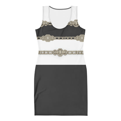 Silver Rhinestone UPF50+ Bodycon Dress Gray