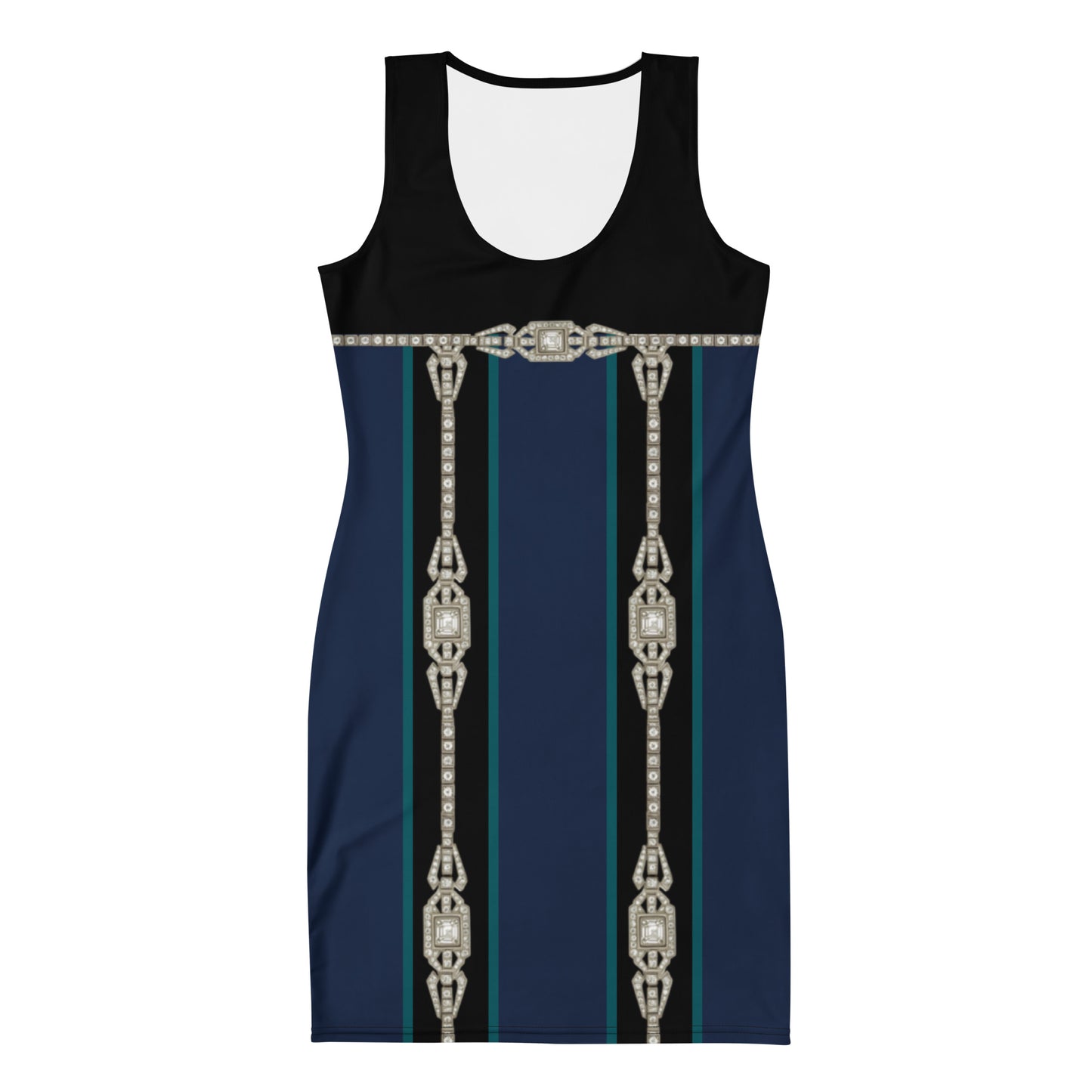 Striped UPF50+ Bodycon dress black