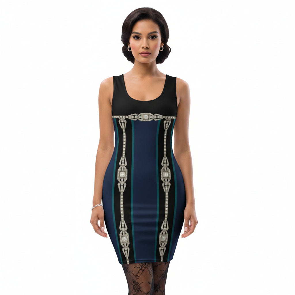Striped UPF50+ Bodycon dress