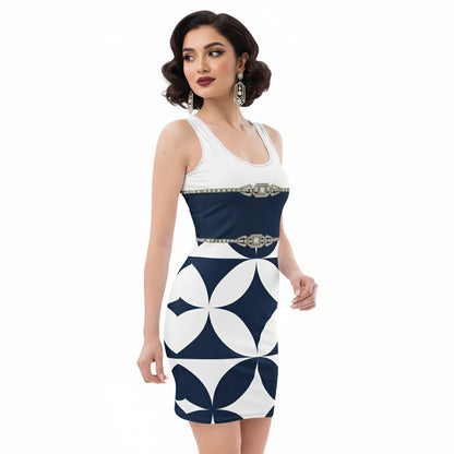 Geometric Rhinestone UPF50+ Bodycon Dress