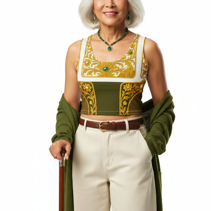 Emerald Garden Crop Top - Vine