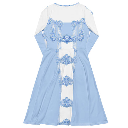 Blue Baroque Midi Dress